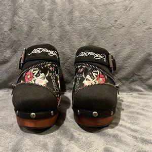 Ed hardy clogs, 4”heel, 1”platform great design